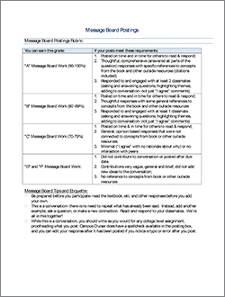 Message Board Rubric