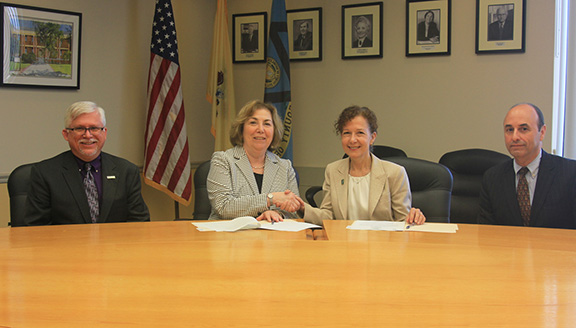 From left: Mark McCormick, MCC’s vice president for academic and student affairs; Middlesex President Joann La Perla-Morales; Anne Prisco, president, Felician University; and David Turi, associate dean, Felician School of Business.