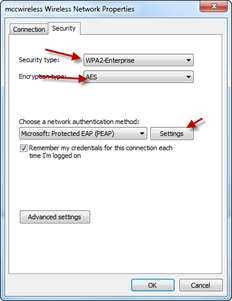 Manual Connection Security Settings